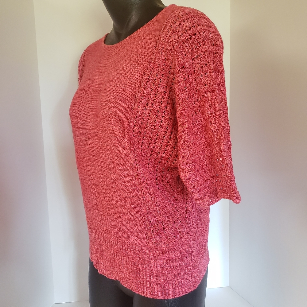 USA made Short sleeve Knit Sweater Top Shirt Unique Vintage Flowy Women Size PS